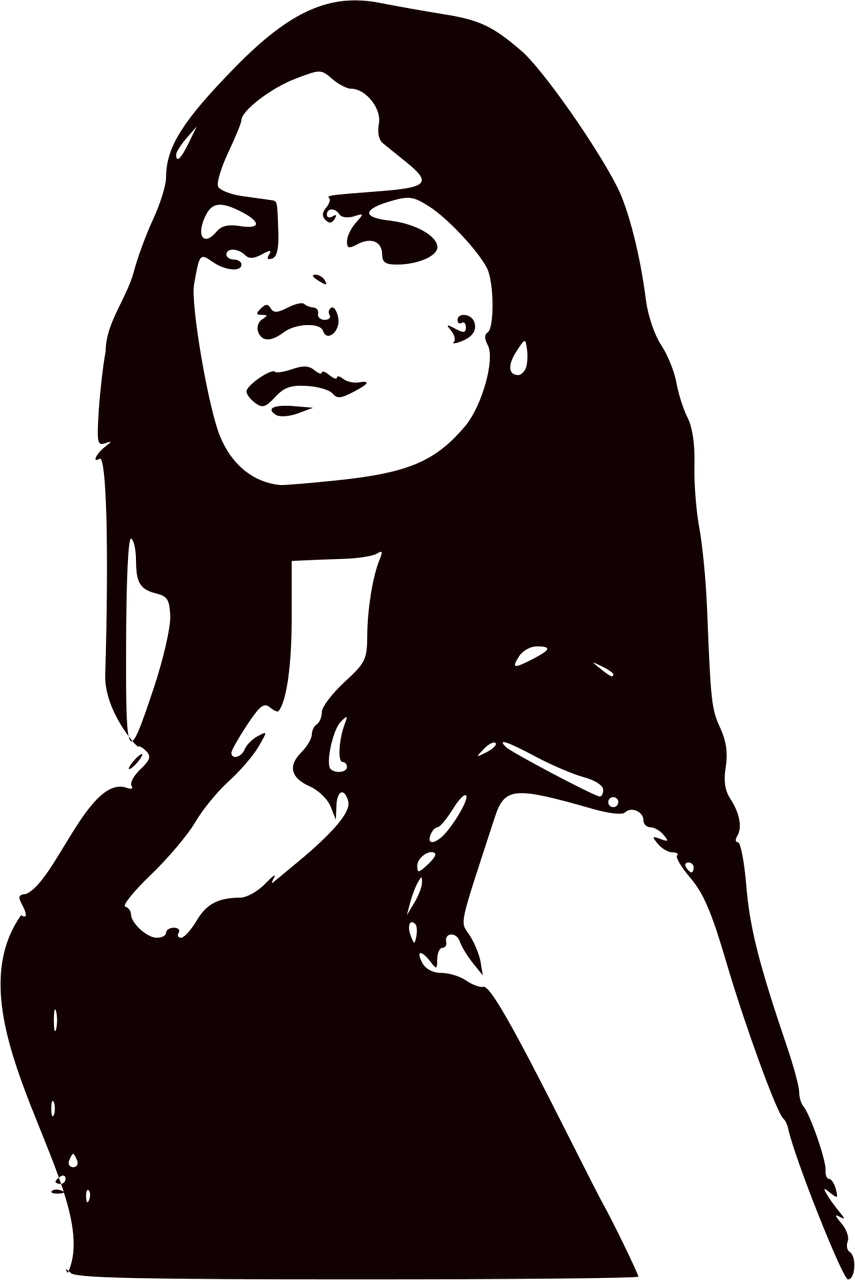 A black and white image of a proud woman with long hair